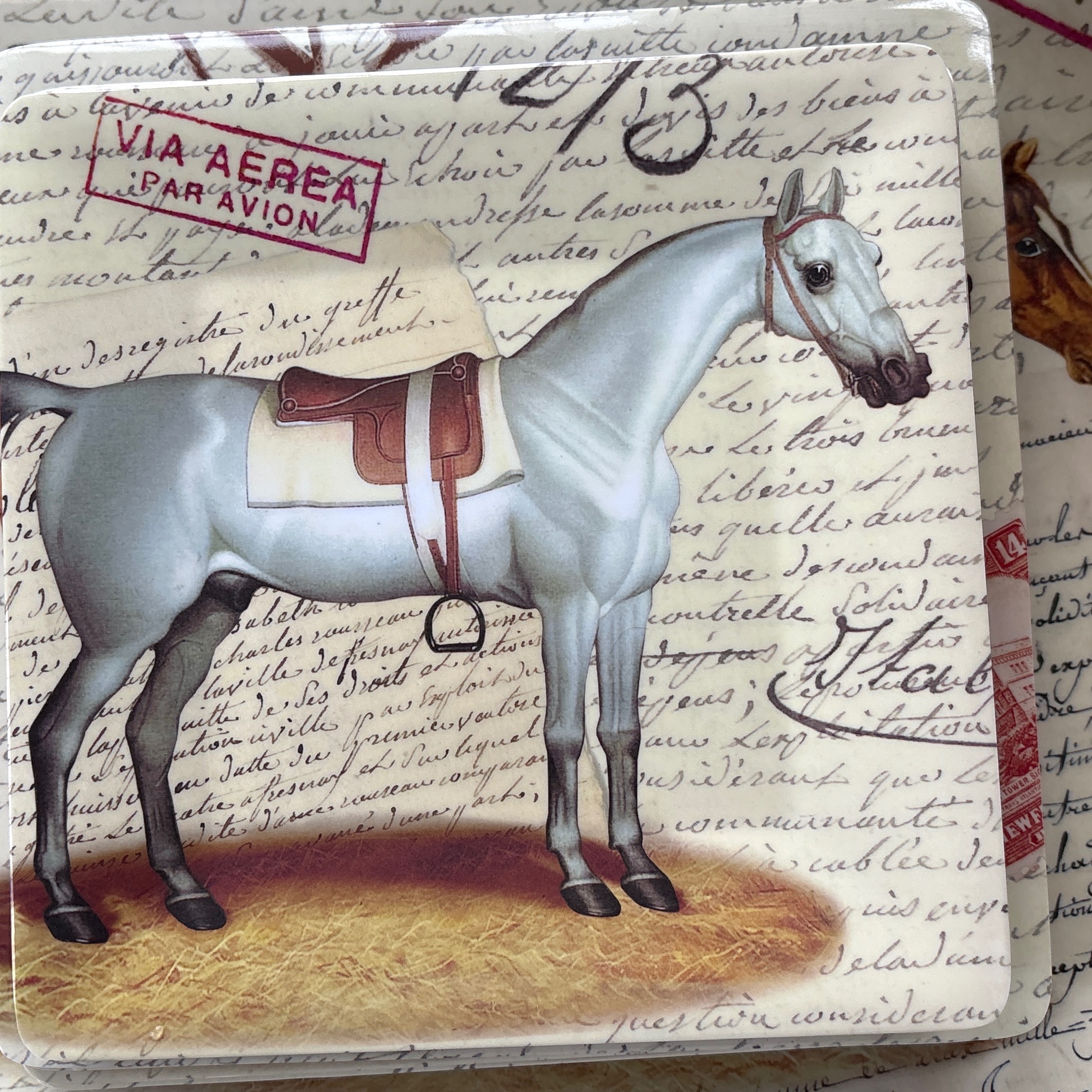 13 Piece Equestrian Horse Plastic Melamine Dinnerware Serving Set