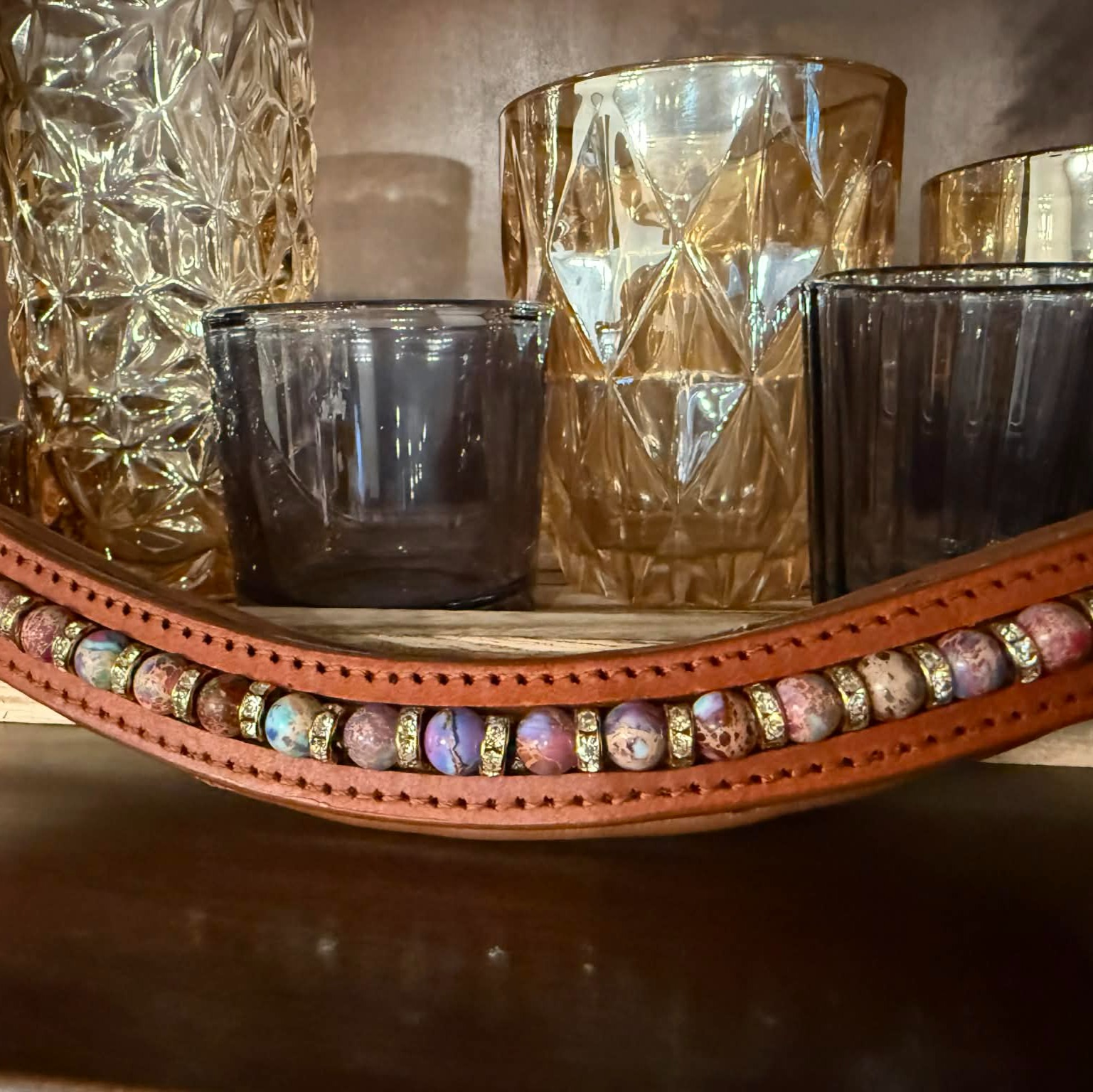 17" Oversize Chestnut Padded U Browband