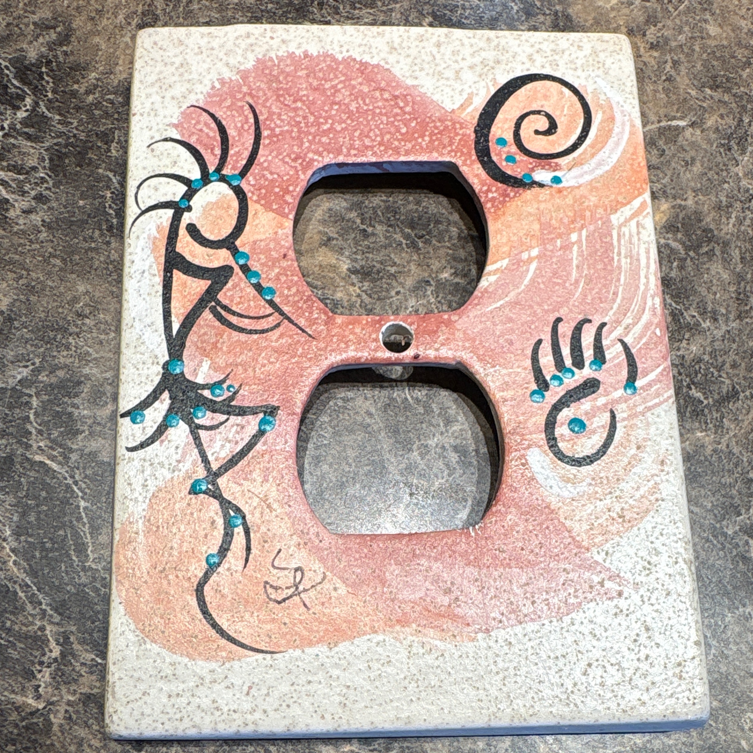 Southwestern Kokopelli Outlet Cover Ceramic Handpainted 