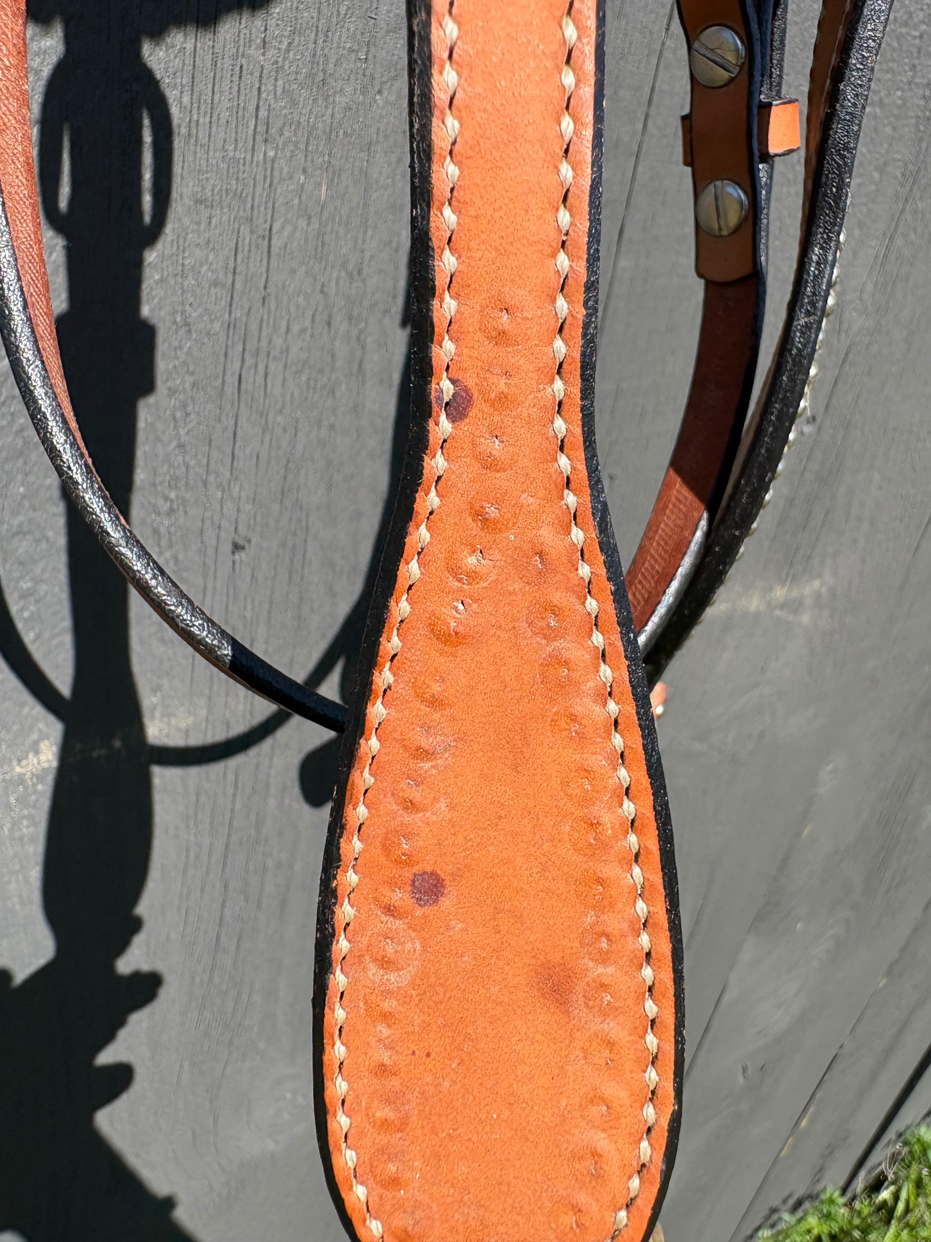 Vintage Weaver Leather Headstall Studded with Bling and Cross Accents