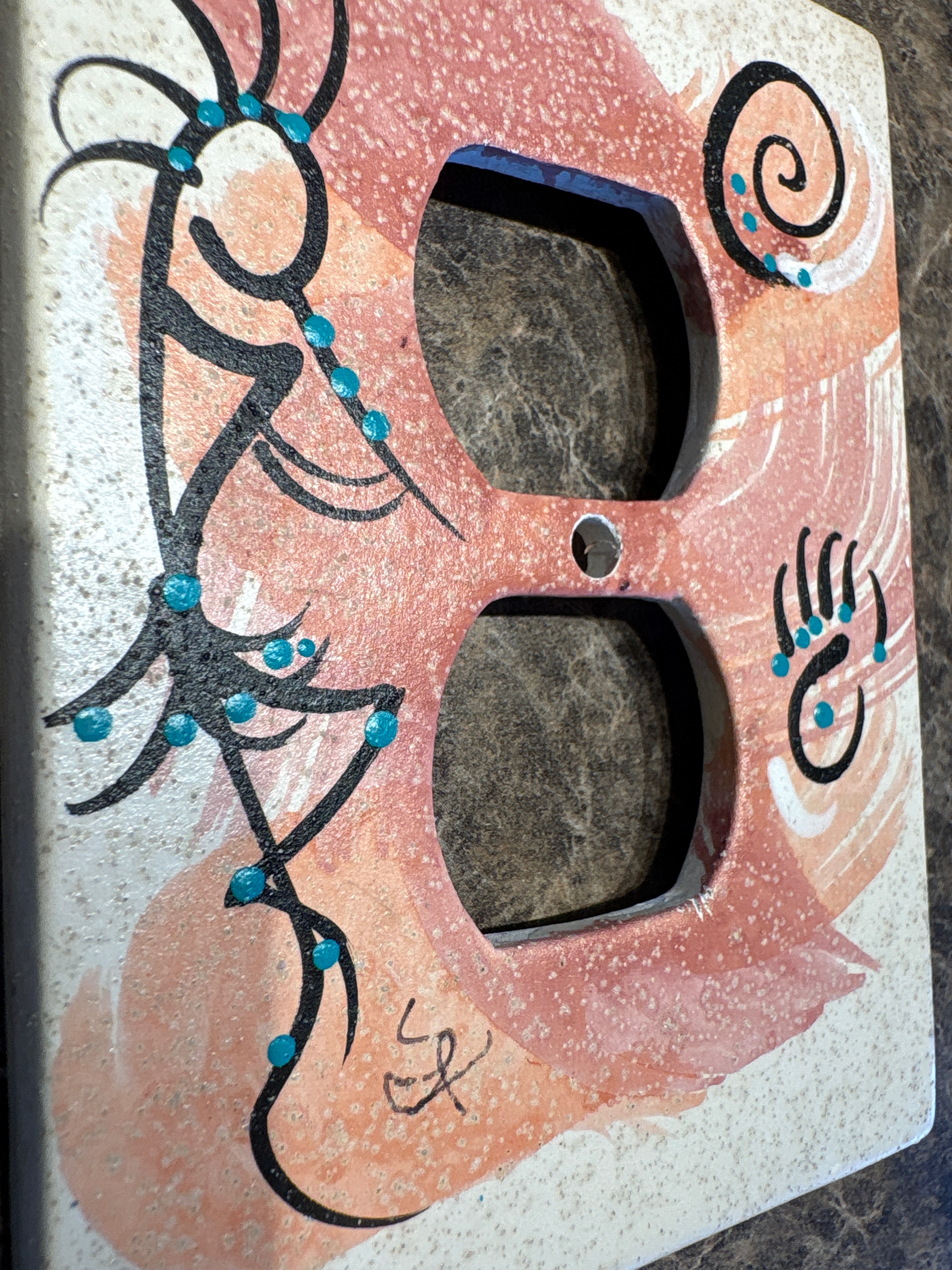 Southwestern Kokopelli Outlet Cover Ceramic Handpainted 