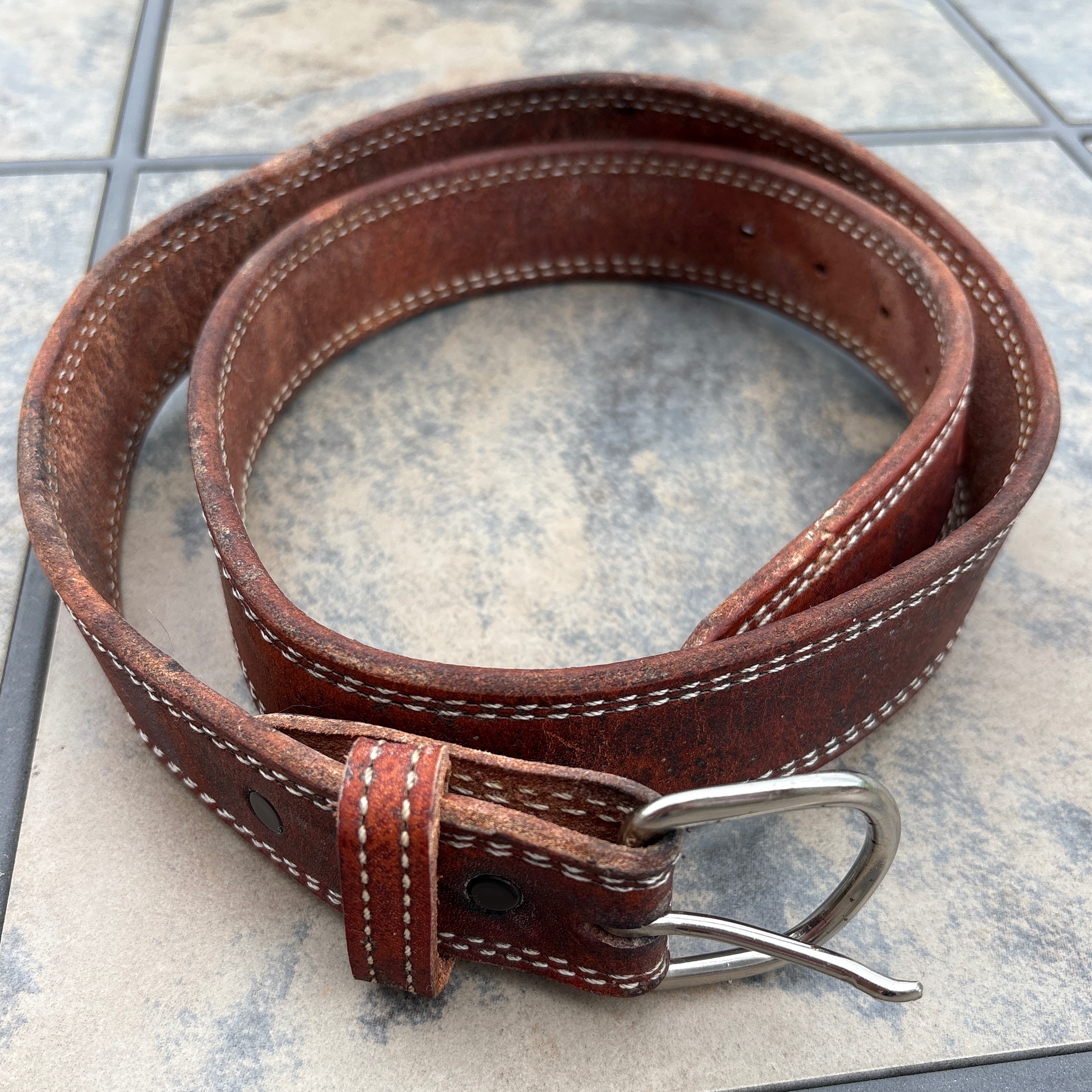 Tex Tan Harness Leather Double Stitched Belt