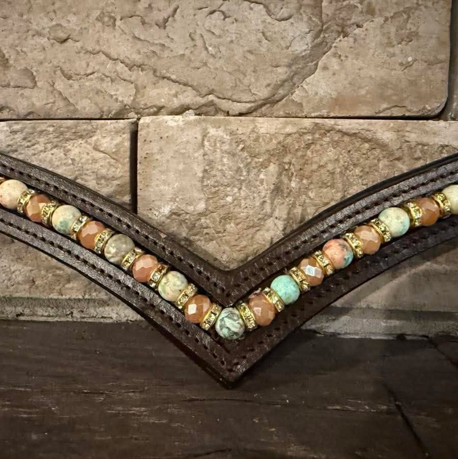 17" Oversize Havana Padded V Browband